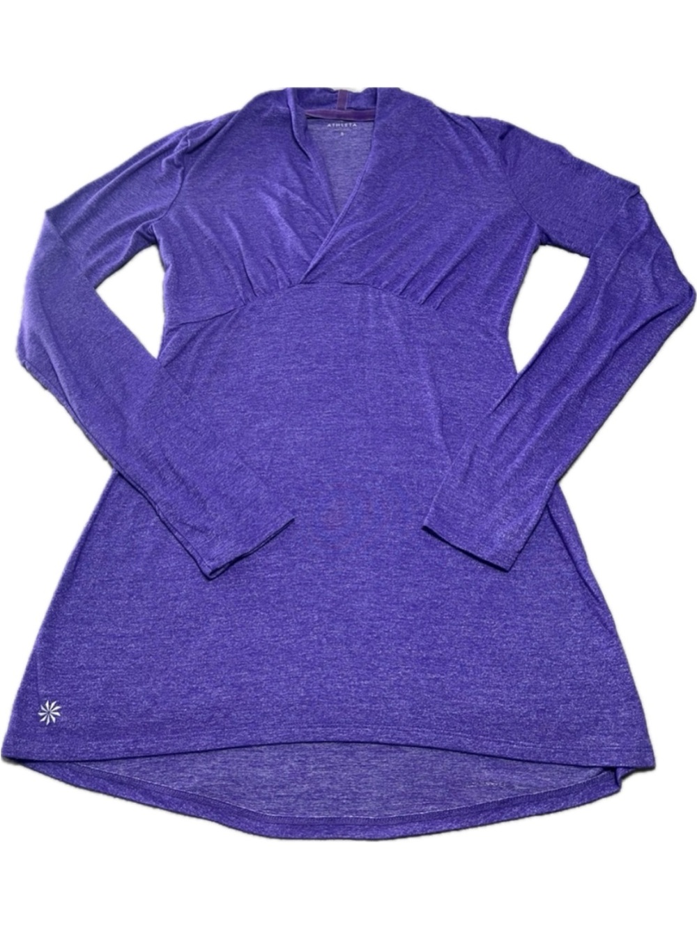 Athleta Krishna Tunic Top Purple Deep V-Neck Long Sleeve Thumbholes Women  Large - Picture 4 of 7